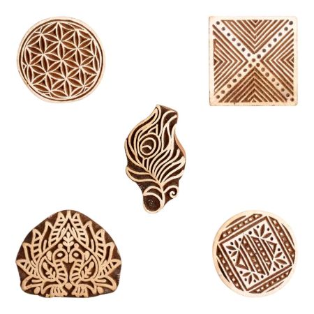 Set of 5 Piece New Mix Wooden Printing Block